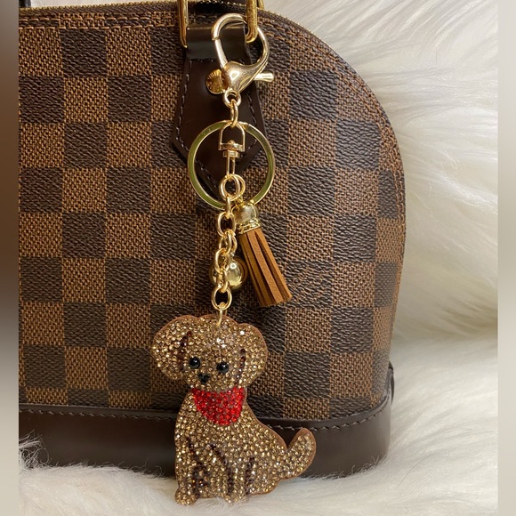 Accessories - Dog Keychain Bag Charm Crystal Bling Labrador Retriever Tassel New Handmade Gift